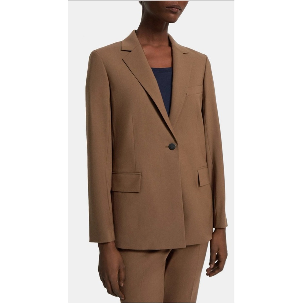 NWT Theory "Truffle" Traceable Wool Boyfriend Style Single Button Closure Blazer - Picture 14 of 14